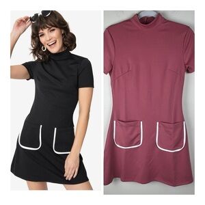 Smak Parlour | 60s Retro Vintage Style Mini Wave Maker Dress Rose Pink | M